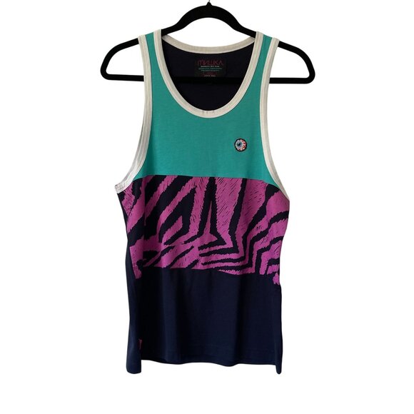 Mishka Brooklyn S Zebra Print Tank Top Cotton Sleeveless Multicolor Design Y2K - Picture 4 of 7